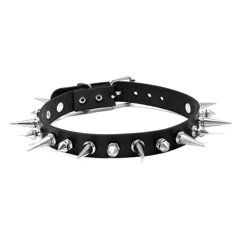 Europa y América Harajuku Estilo negro punk rock collar de cuero gótico señaló uñas moda joyería sexy