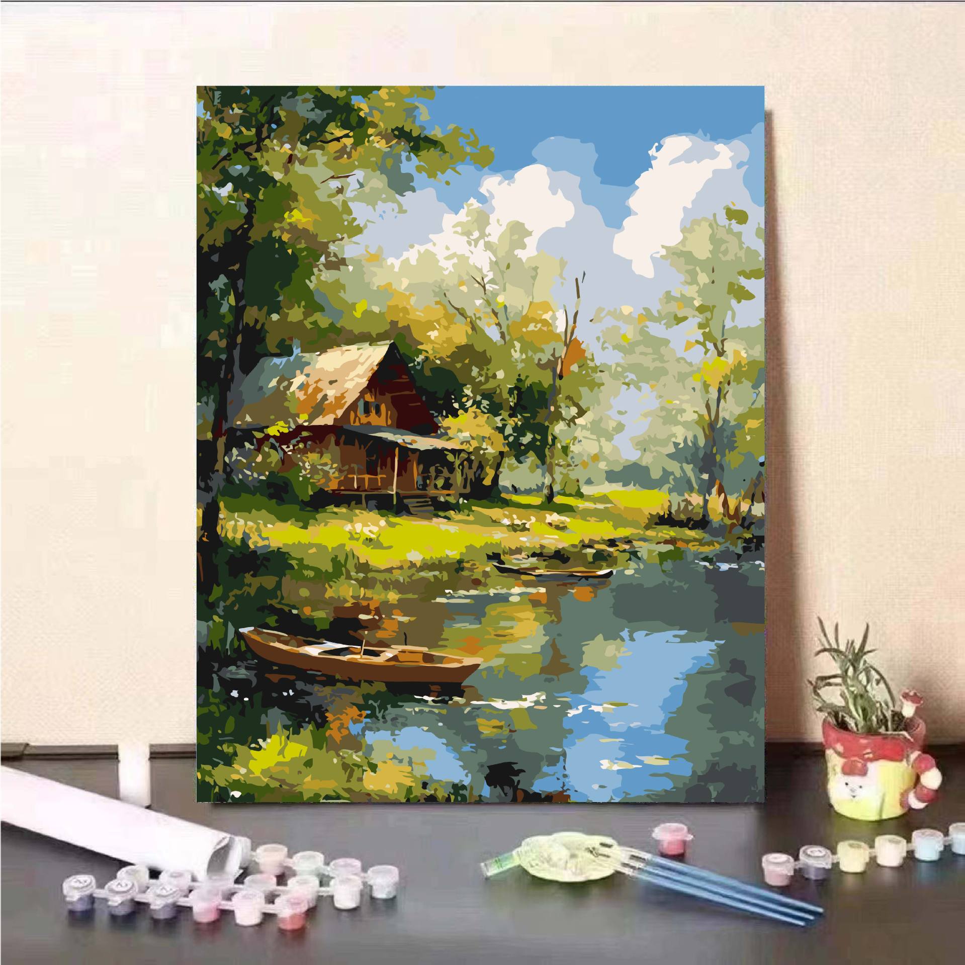 Arte de alta calidad DIY pintura al óleo digital de alta sensación de paisaje curar estepa de nieve pintada a mano pintura al óleo de relleno