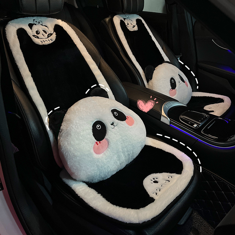 汽车坐垫秋冬季加绒卡通可爱短毛绒加热后排新款冬天保暖女生车垫