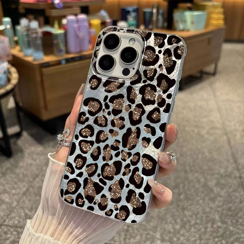 Sparkling Leopard Print Suitable for Apple 17 Mobile Phone Case Glacier Case New Iphone17Promax Classy Anti-Fall Trendy Brand
