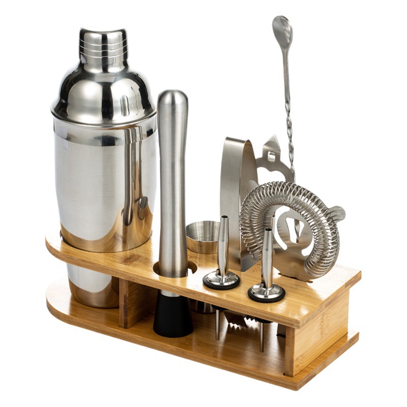 Juego de 10 piezas Shaker juego completo de acero inoxidable con manivela coctelera profesional coctelera