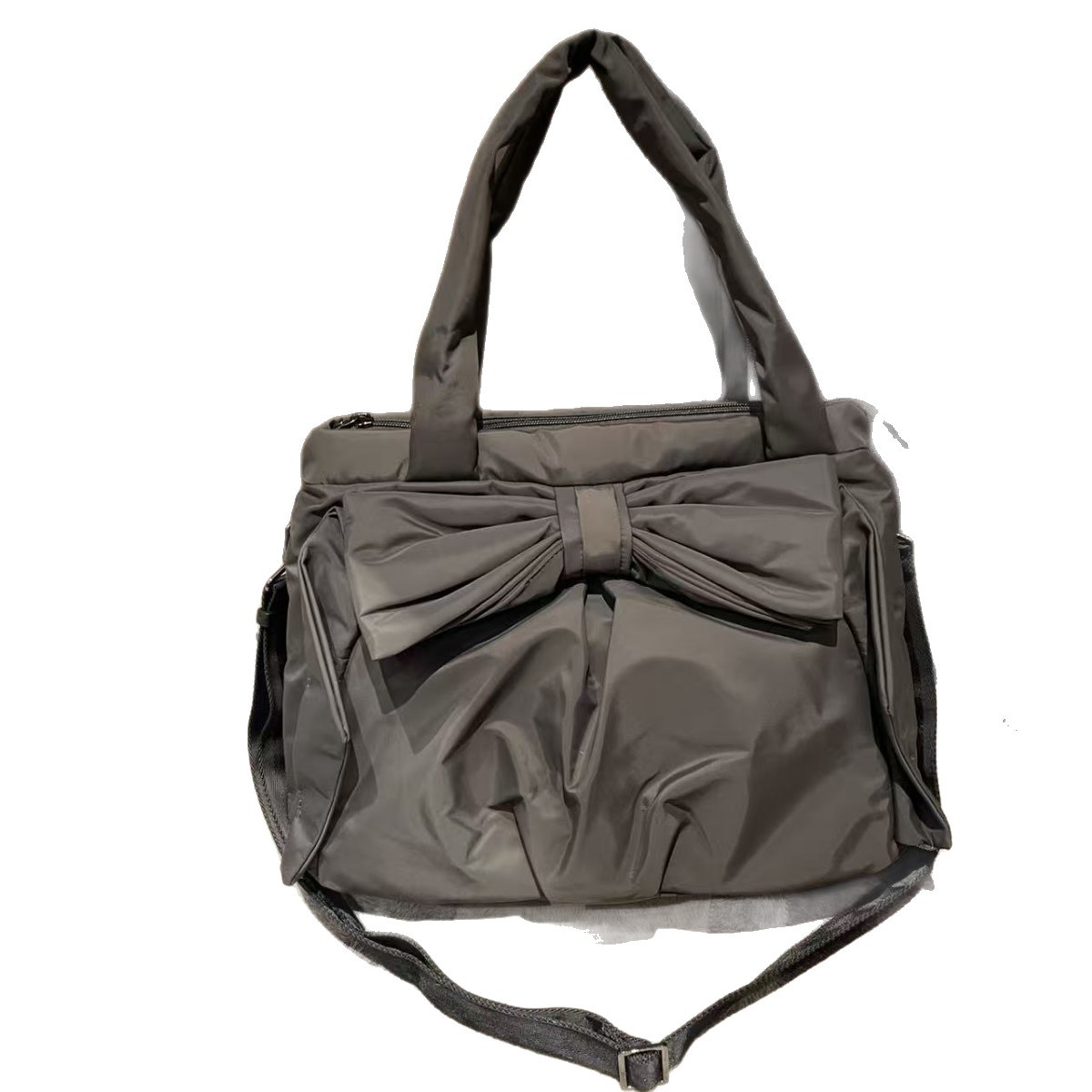 Korean Nylon Bow Handbag & Crossbody Bag For Women 2026 Spring New Large Capacity Minimalist Commuter Shoulder Tote - Thumbnail 5