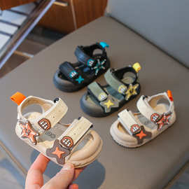 宝宝学步鞋夏季0-1-3岁女童包头防踢凉鞋幼童软底防滑男童沙滩鞋