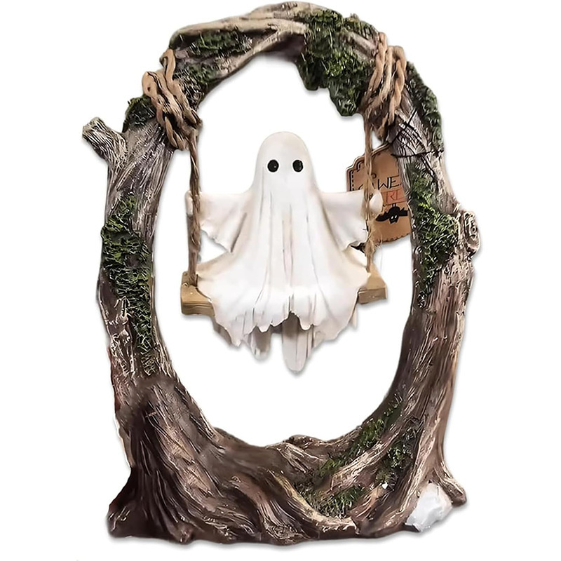 ハロウィン かわいいゴーストツリーブランコデコレーション ゴーストがブランコの木にハロウィンオーナメント|undefined