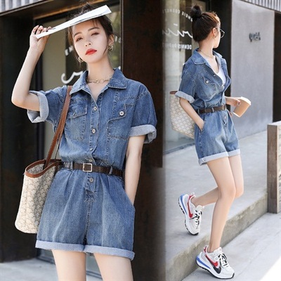 Real shot cowboy Jumpsuits Little 2022 summer new pattern fashion Western style By age Thin section work clothes Jumpsuit