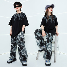 儿童街舞套装hiphop潮服潮牌T恤演出服男童嘻哈爵士女走秀表演 春