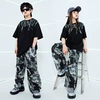Детский хип-хоп костюм hiphop прилив костюм футболка для показа одежды для мальчиков хип-хоп джаз женский показ шоу весна