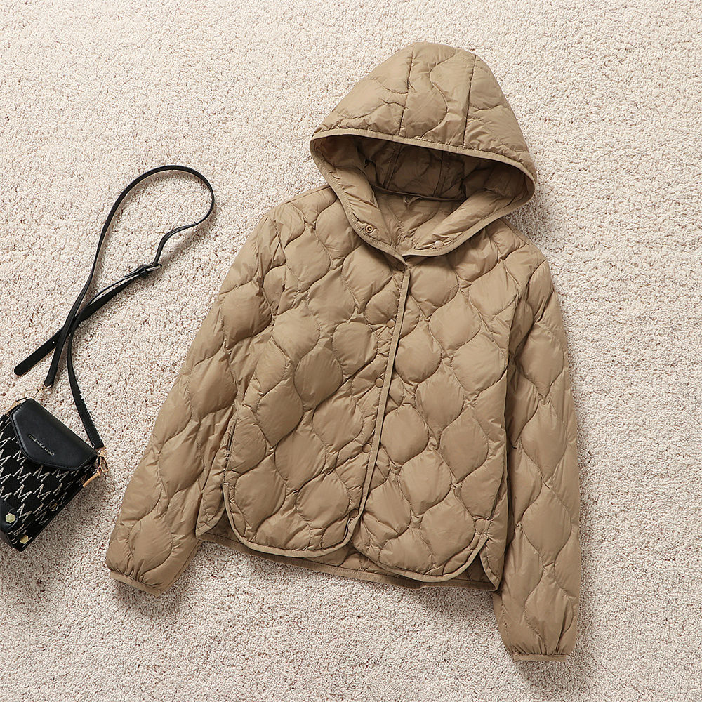 Nuevo ligero encapuchado otoño y invierno calabaza corta plumón chaqueta de mujer estilo coreano exterior calentamiento suelto chaqueta clásica universal