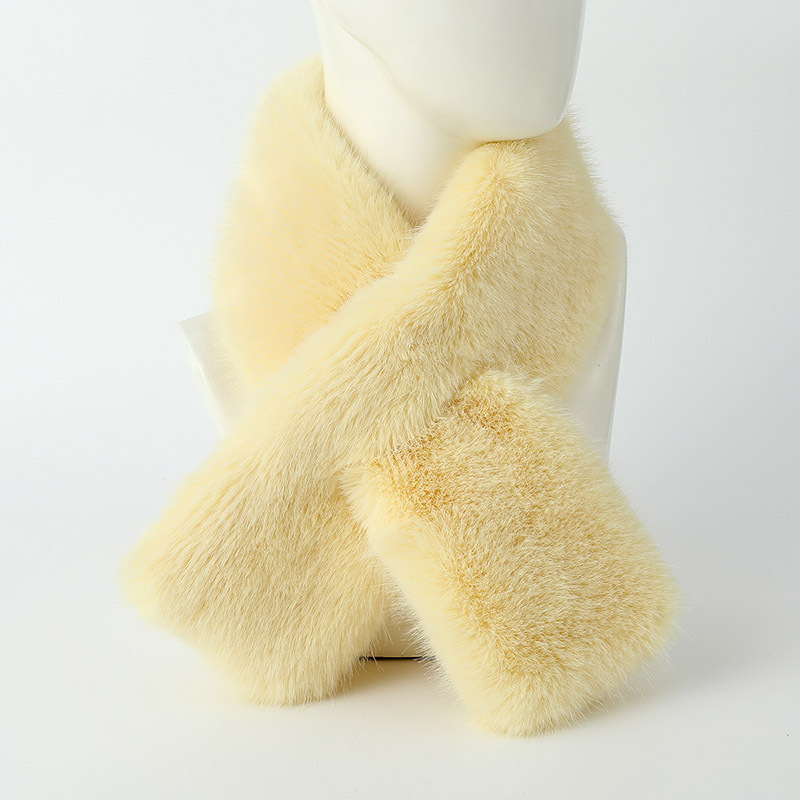 Solid color imitation mink fur cross cute scarf, Korean version versatile, winter thickened warmth, internet celebrity_voghion.com