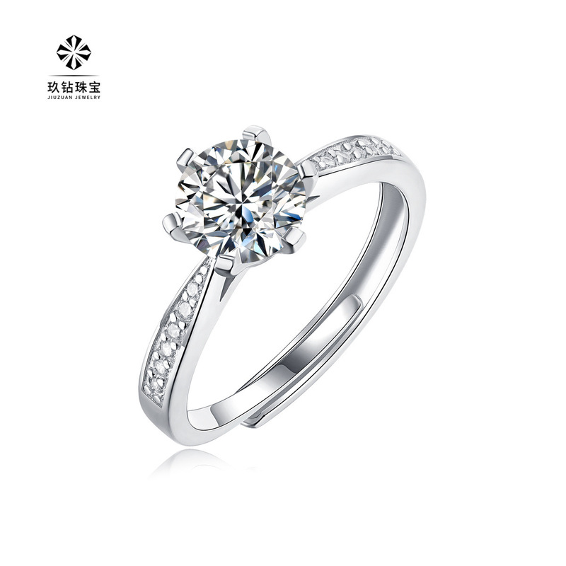 本物のDカラー モアサナイト 婚約指輪・結婚指輪 カップル用 レディースリング 1カラット s925シルバー 色褪せない レディース 6本爪リング|undefined