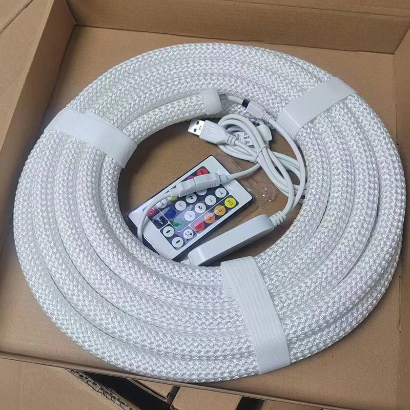 新品款360度发光户外防水led灯带低压5V七彩USB幻彩编织软条贴片