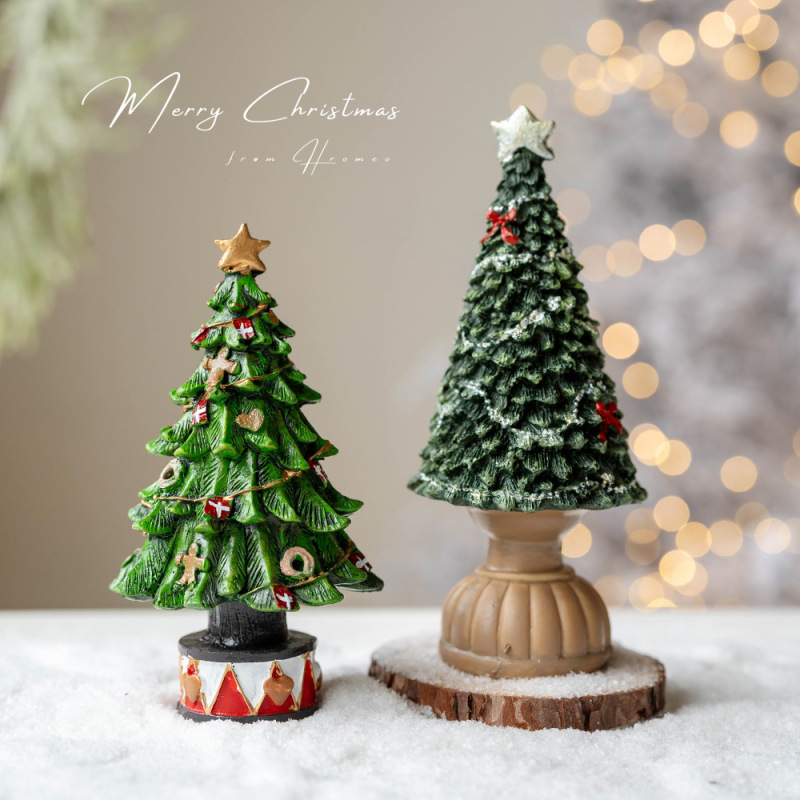 クリスマスのデスクトップ装飾装飾クリスマス樹脂ミニクリスマスツリーの小さな家装飾写真道具|undefined