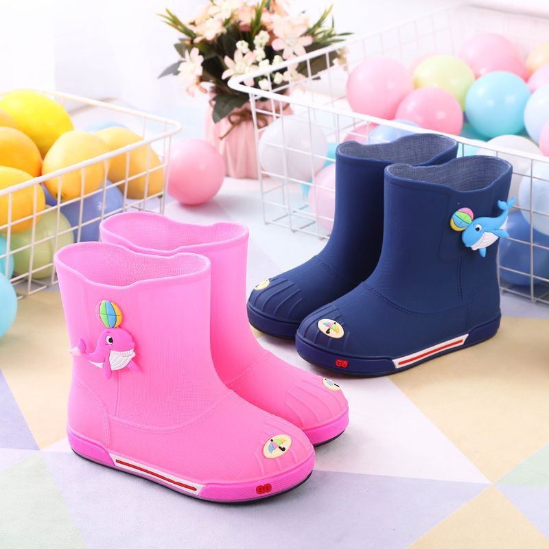 New Kidsren's Rain Boots for Boys and Girls, Non-Slip, Waterproof, Cartoon Thickeneded and Velvet Warm Water Shoes, Removable and Washable Velvet Covers
