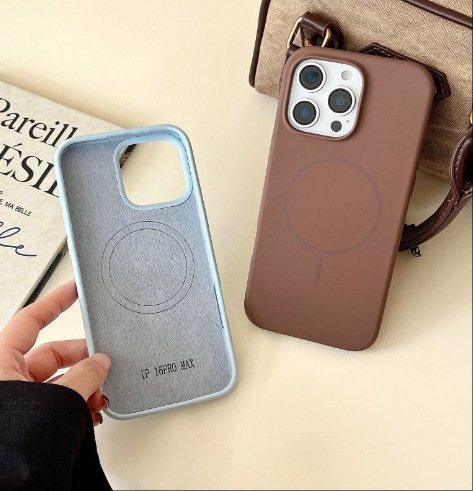 iPhone16 Pro用、細い磁気リング付き液体シリコン製スマホケース、Apple 17 AIR用耐衝撃無地保護ケース|undefined