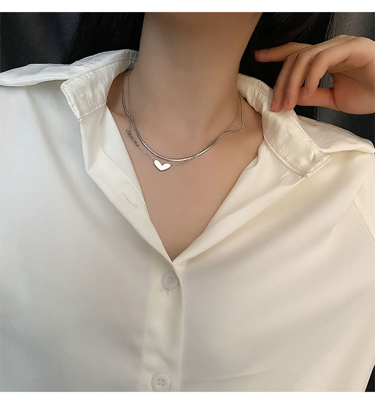 1 Piece Quantity Vacuum Plating Real Gold Plated 18K Gold Rose Gold Plated Silver Plated Letter Heart Shape 304 Stainless Steel Fashion Waterproof Non Tarnish Titanium Steel Layered Necklaces