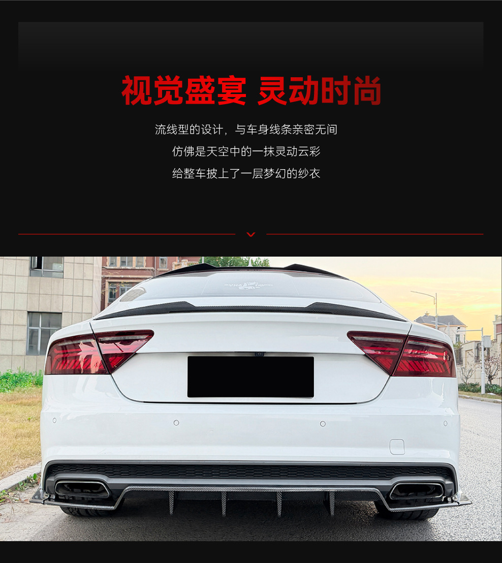 Applicable to 2015-2017 Audi A7 C7 Sline Later Model M4 Style Rear Lip Spoiler Corner Modification Parts