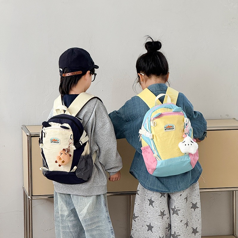 Korean-Style Color-Blocking Children's Backpack, Outdoor Fresh Dopamine Kindergarten School Bag, Lightweight Trendy Student Backpack