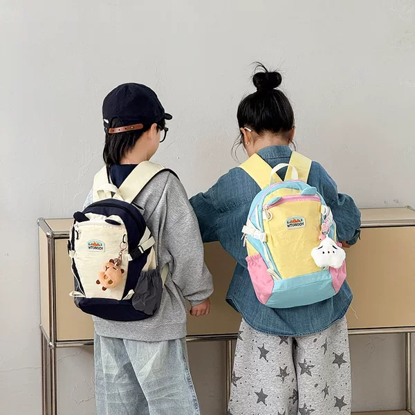 Korean-Style Color-Blocking Children's Backpack, Outdoor Fresh Dopamine Kindergarten School Bag, Lightweight Trendy Student Backpack