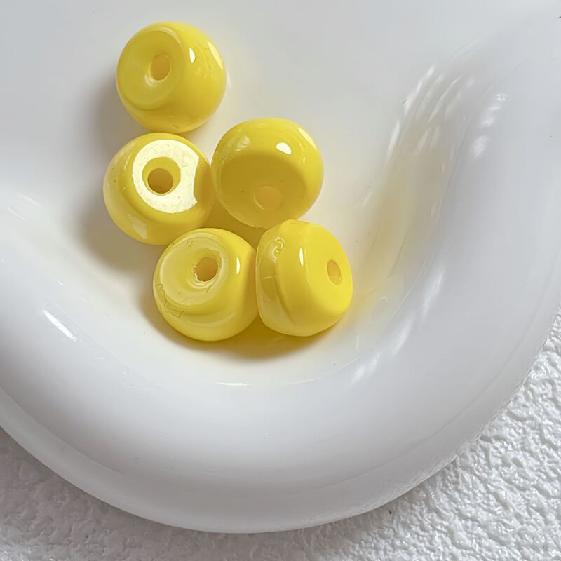 新款彩色烤漆切面墩墩珠不规则直孔散珠diy手机链串珠材料饰品|undefined