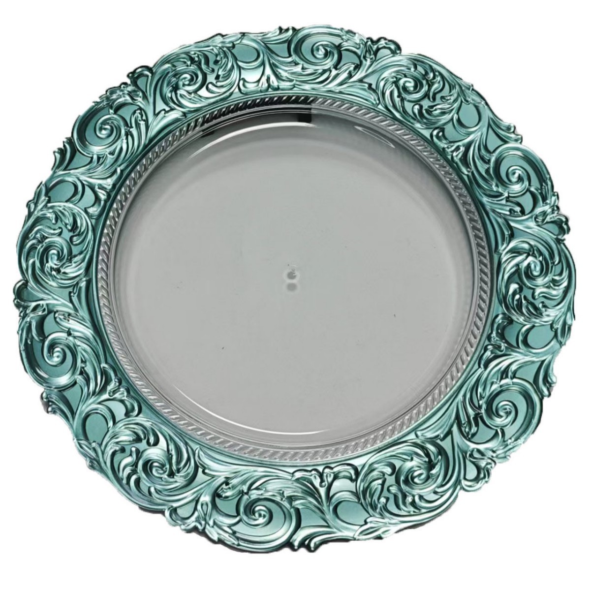 Fábrica de espejo directo de comercio exterior placas de cargador transparentes de estilo europeo banquete de bodas de hotel