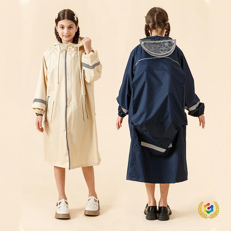 ♂ Children's Raincoat Made of Pongee Fabric, Thickened and Lengthened, Storm-Proof, Full-Body Rain Poncho with Backpack Space, Student Raincoat Wholesale ♂ Children's Raincoat Made of Pongee Fabric, Thickened and Lengthened, Storm-Proof, Full-Body Rain Poncho with Backpack Space, Student Raincoat Wholesale