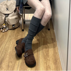时尚一脚蹬粗跟勃肯单鞋女2025年秋季新款学生百搭通勤玛丽珍皮鞋