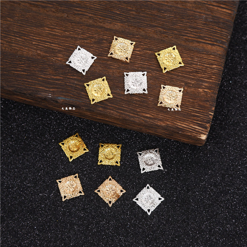 DIY antique hairpin accessories earrings bracelet pendant accessories 10mm square connection piece material gold