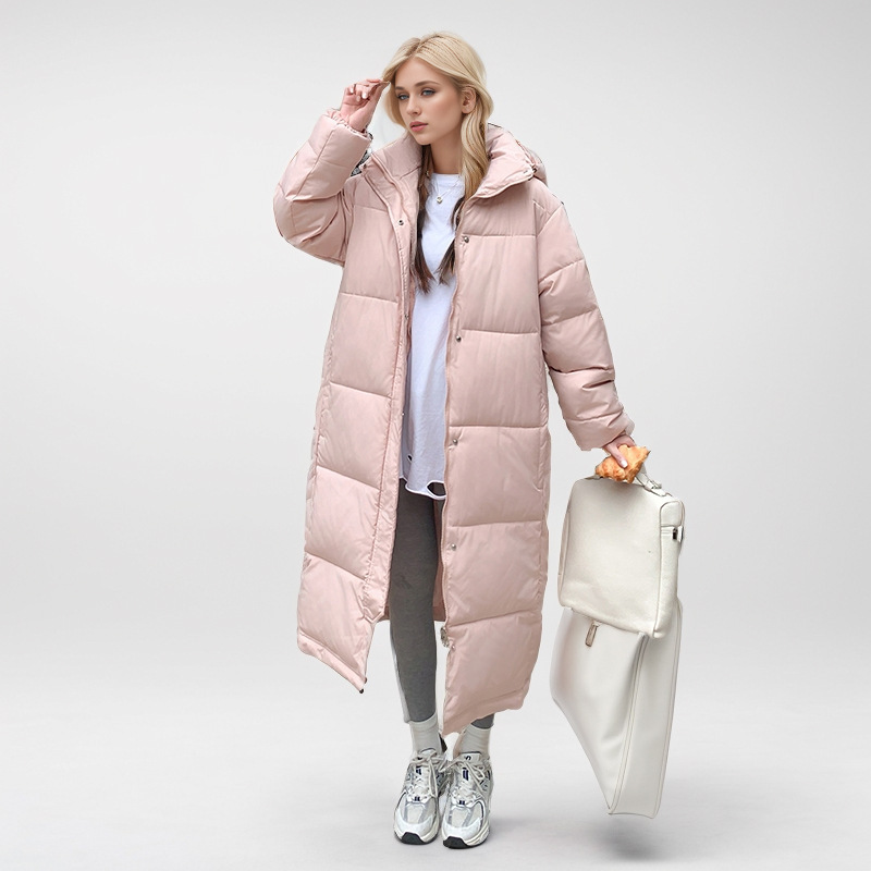 Cross-border Long Down Cotton-padded Coat Women's Winter New Over-the-knee Loose plus size Thickened Cotton-padded Coat Bread Coat Women's Coat
