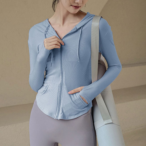 lulu new sports casual top women's quick-drying sunscreen hooded fitness jacket slim and comfortable long-sleeved yoga wear