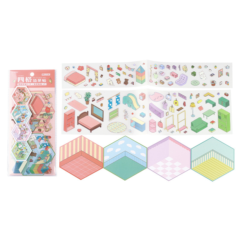 Letter's Lovers 2.5D Stereo House Sticker My Mini World Hand Cart Material DIY Fun Sticker