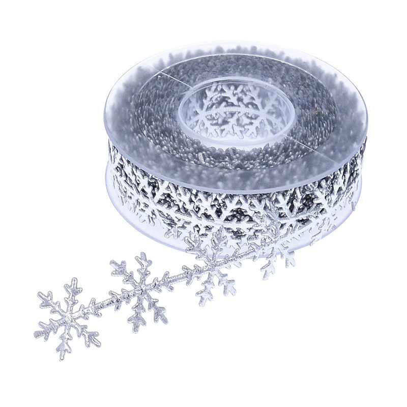 Amazon piel dorada y plateada copo de nieve encaje decoración de Navidad ultrasonido en relieve cinta 10 metros