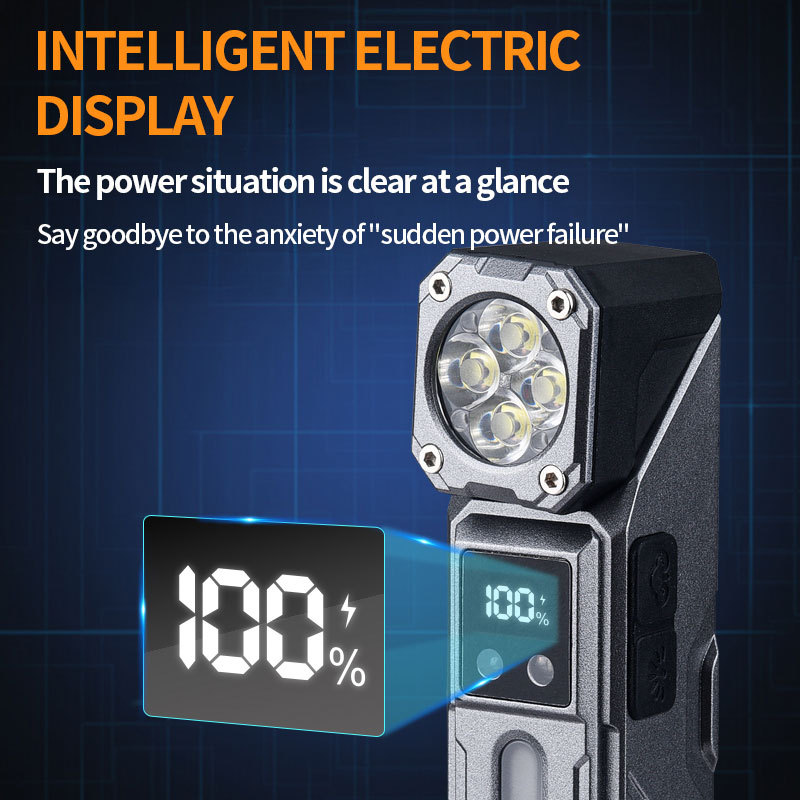 Cross-border New Multifunctional Flashlight With Digital Display Sensor Portable Headlamp USB Rechargeable Cycling_voghion.com