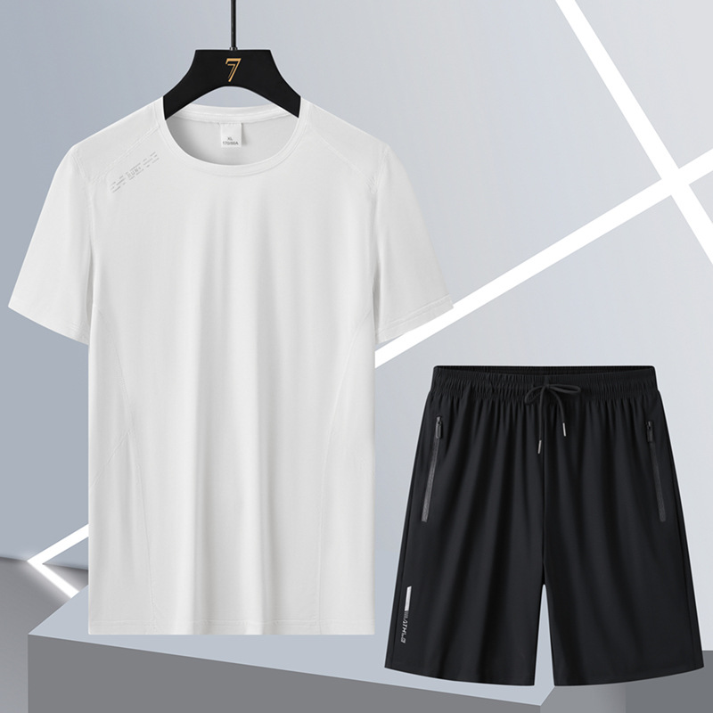 Camiseta de hielo de verano king size hombre papá manga corta juego deportivo hombre rápido seco casual de dos piezas