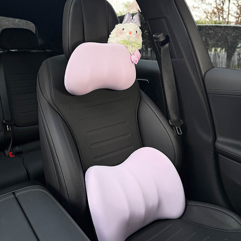 Car Headrest Neck Pillow Memory Foam Car Headrest Cute Rabbit Car Seat Pillow Cushion Car Lumbar Support