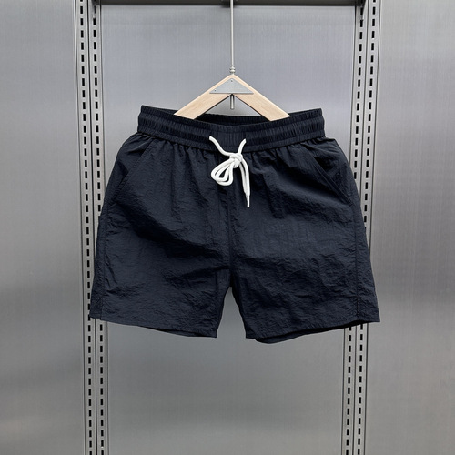 Stylish, slim-fit, breathable, quick-drying men's shorts 2025 trendy brand casual three-quarter pants couple drawstring plain beach shorts
