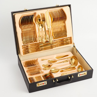 Spot Cross-Border Palace Style 304 Stainless Steel 72-Piece Set High-End Western Food Knife, Fork and Spoon Full Set of Tableware Gift Box Set
