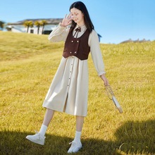女童秋季2025新款长袖连衣裙中大童洋气衬衫裙韩版时髦两件套潮童