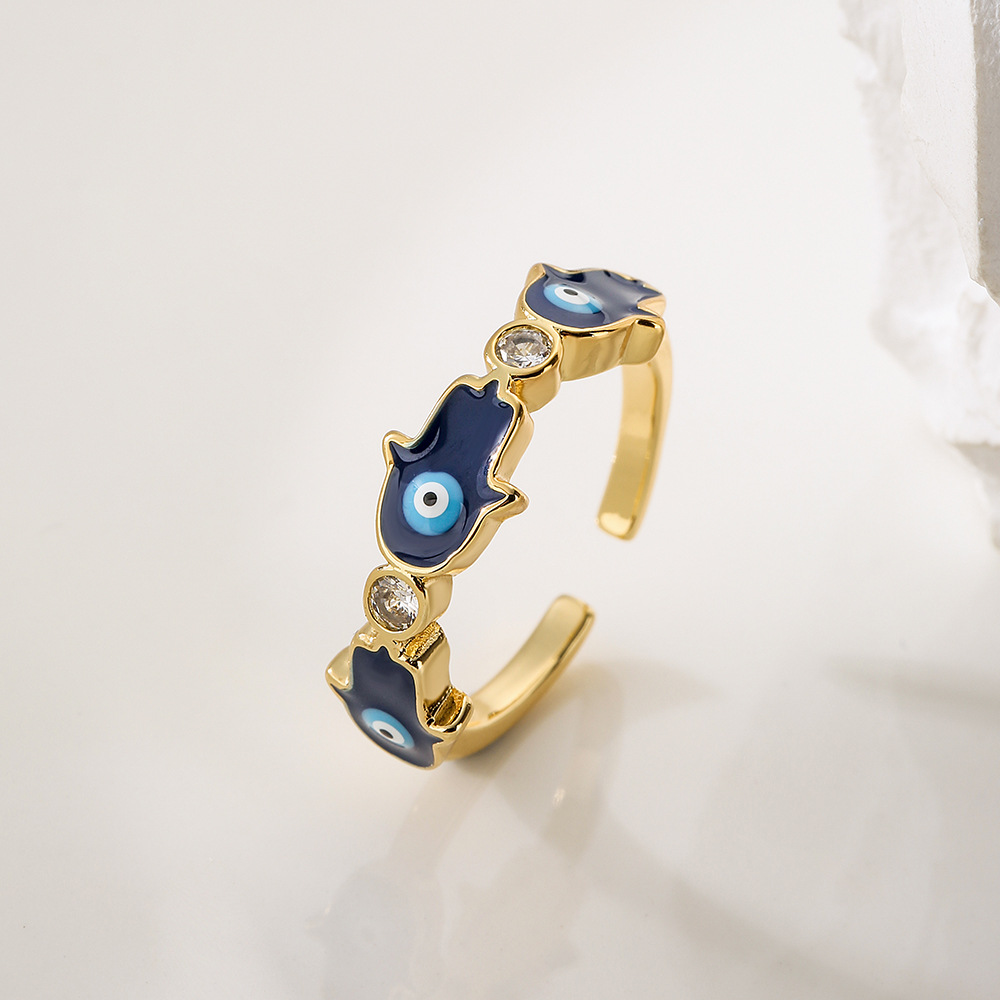 Fashion Glasses Copper Inlay Zircon Open Ring 1 Piece