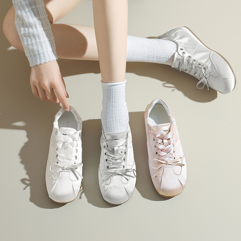 Augu Lion suela suave zapatos de ballet para mujeres primavera 2026 nuevos zapatos blancos casuales zapatos deportivos rosados