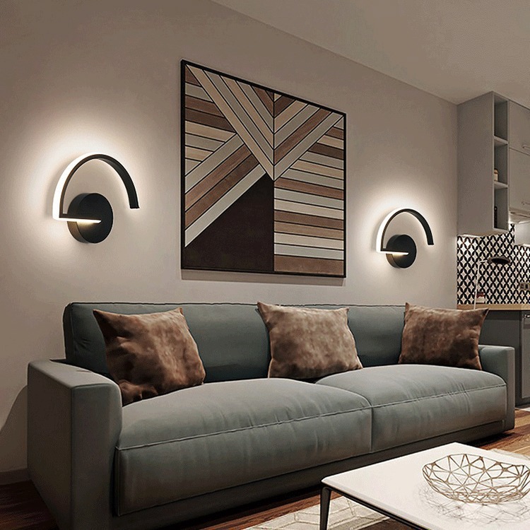 Sala de estar nórdica sofá de fondo decoración de pared luces de pared personalidad creativa red dormitorio cabecera de la cama minimalista arte lámpara de pared
