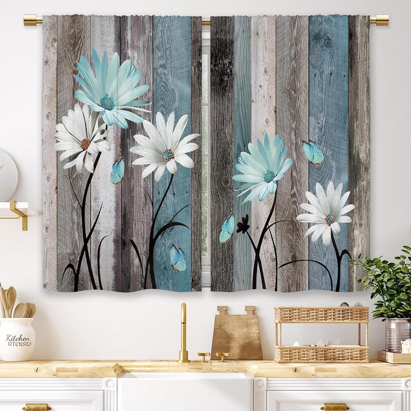 Cross-border Curtain Window Curtain Curtain Small Curtain Coffee Curtain Digital Printing Curtain Arbitrary Pattern Making Sleeve Punch-free