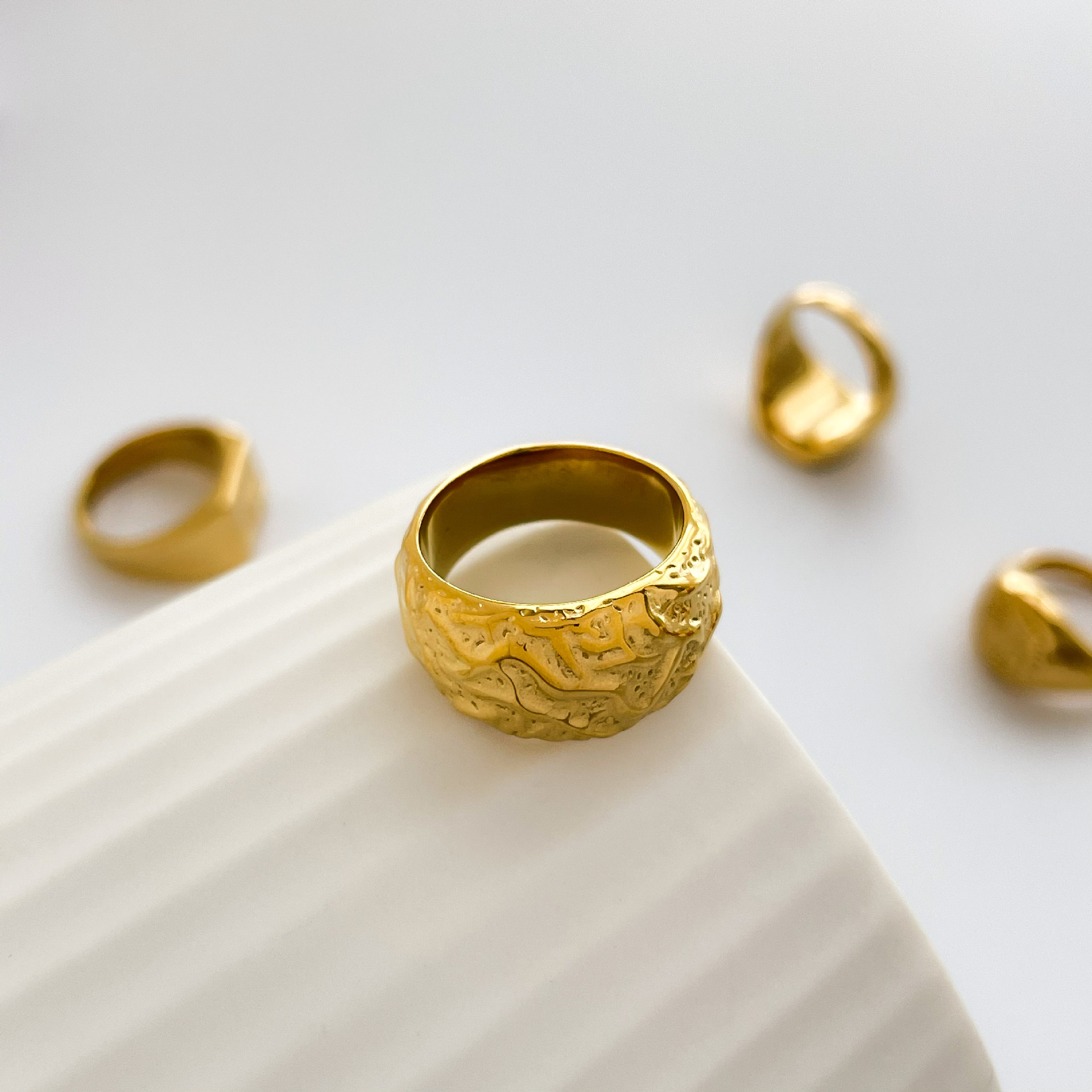 Street Occasion Vintage Style Geometric Titanium Steel Plating Rings