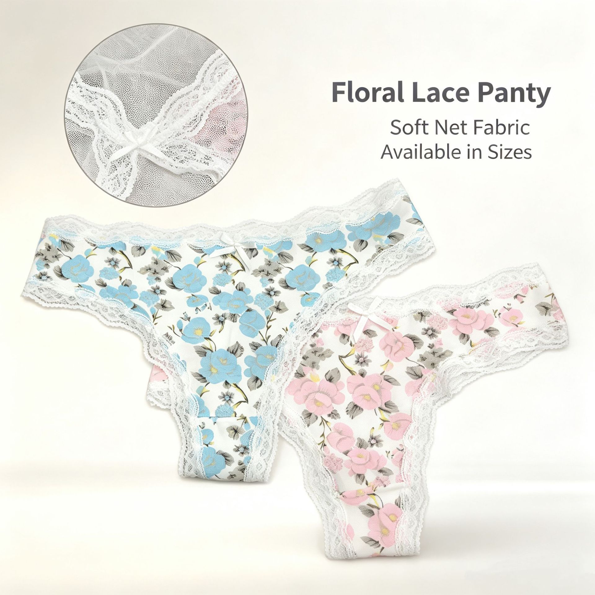temu shein Russian cross-border bestseller European and American style printed pure cotton lace-trimmed low-rise T-back panties for women, breathable