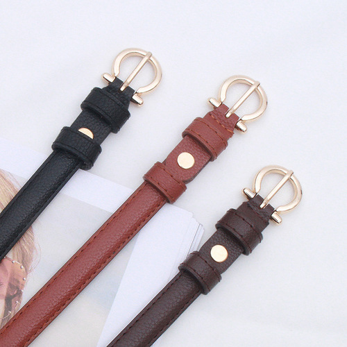 Retro belt girls texture soft leather small belt jeans belt student ladies Korean trendy shirt waist