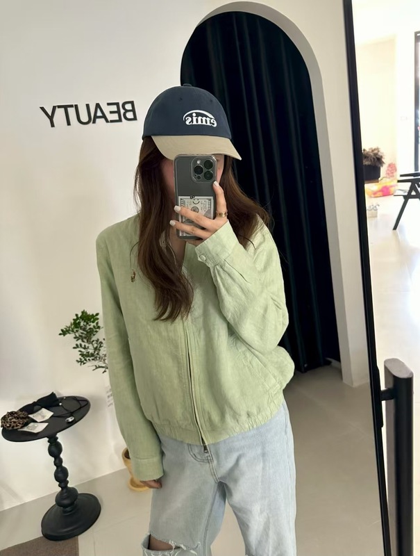 现货高版本RL拉夫刺绣小马标亚麻短外套女薄款翻领老干部夹克衫女|undefined