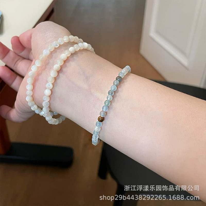 夏季气质米珠新中式天然蓝色方解石手串细款叠戴百搭手饰小众精致|undefined