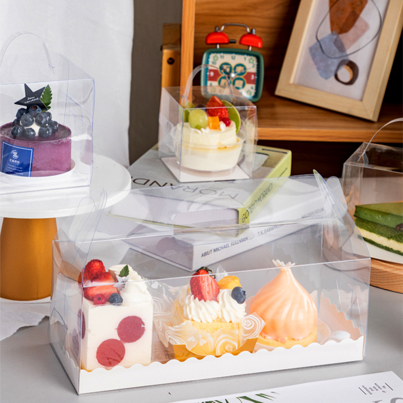 甜品法式西点小蛋糕包装盒三角千层切块慕斯蛋糕卷盒子透明打包盒