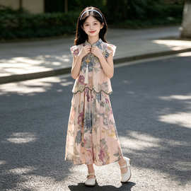 女童国风套装夏季2026新款儿童新中式上衣女孩夏装汉服唐装两件套