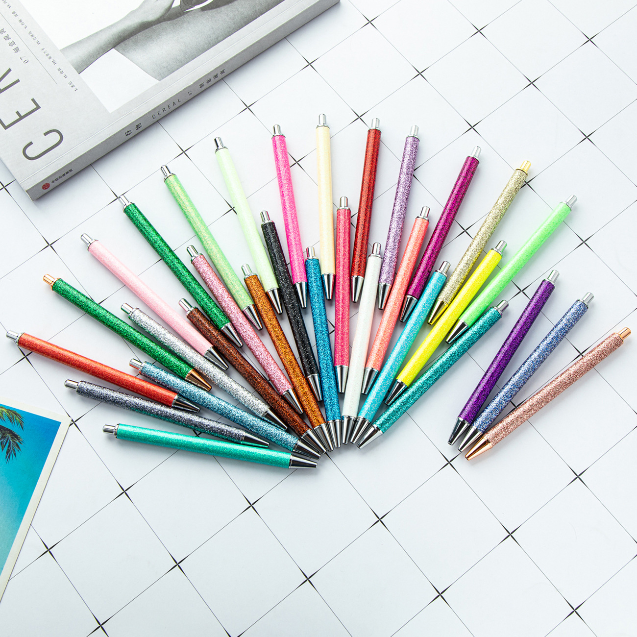 Presione multicolor prepucio metal lápiz flash tiza mayorista puede imprimir logotipo publicitario de alto valor de cara regalo lápiz de bola de metal