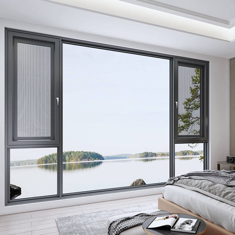 Anti-Noise Doors and Windows Customized Broken Bridge Aluminum Alloy Casement Windows Soundproofing Anti-Theft Windows Window Screens Integrated Floor-To-Ceiling Windows Wholesale
